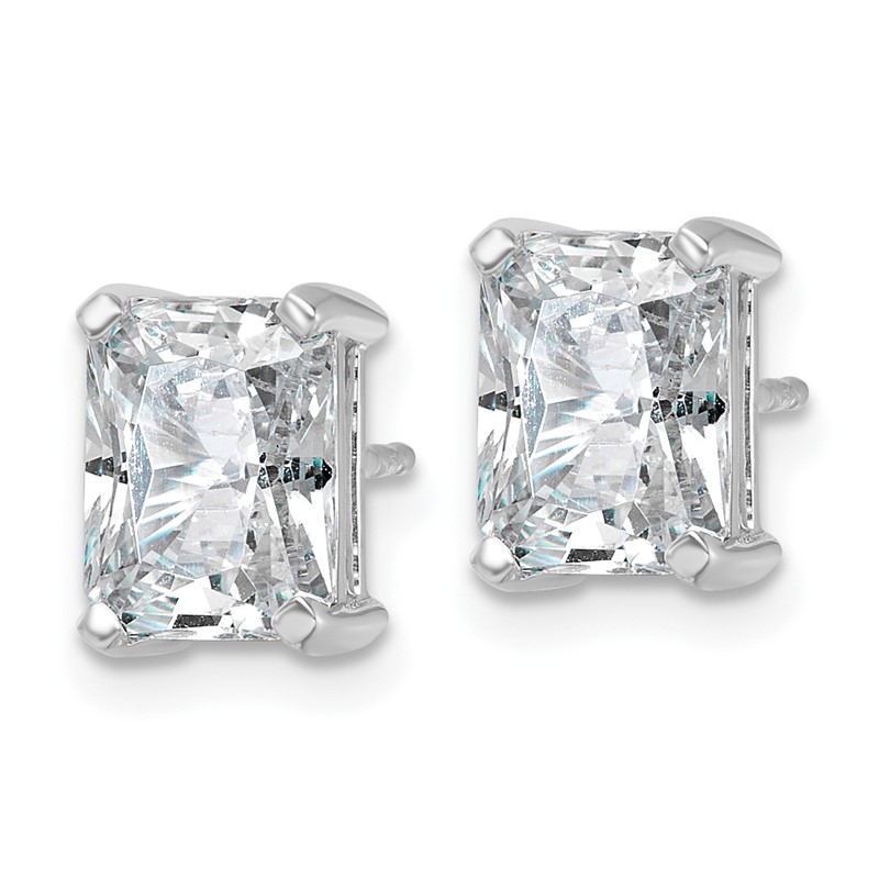 14k White Gold 4 ctw Certified Lab Grown Diamond VS+ F+ Radiant 4 Prong Heavy Wt. Stud Earrings