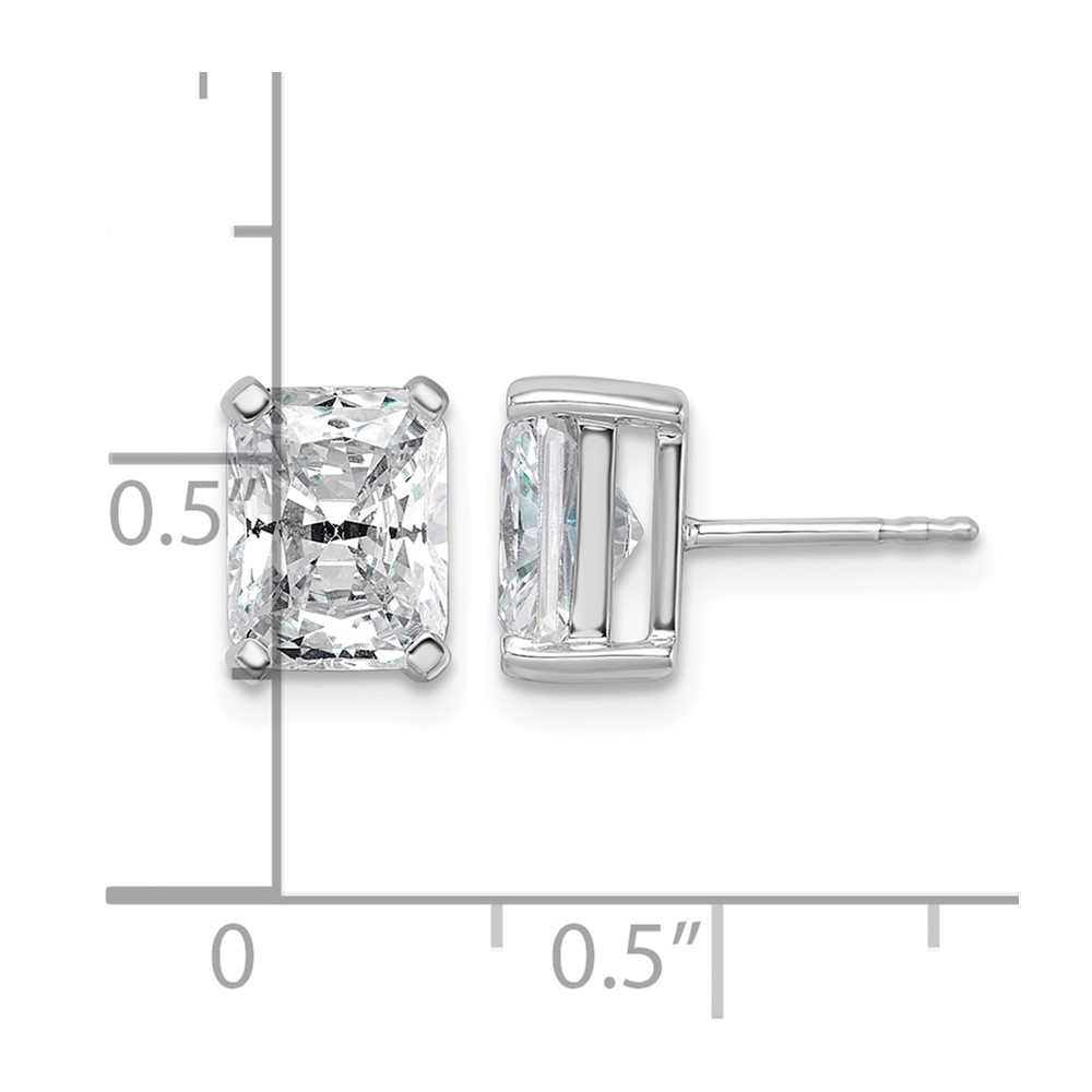 14k White Gold 4 carat Lab Grown Diamond VS+ F+ Radiant Complete Four Prong Stud Earrings (EM8796-400-WLD)