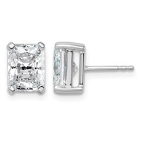 14K White Gold 4 Carat Certified Lab Grown Diamond VS SI+ G+ Radiant Complete Four Prong Stud Earrings view 1