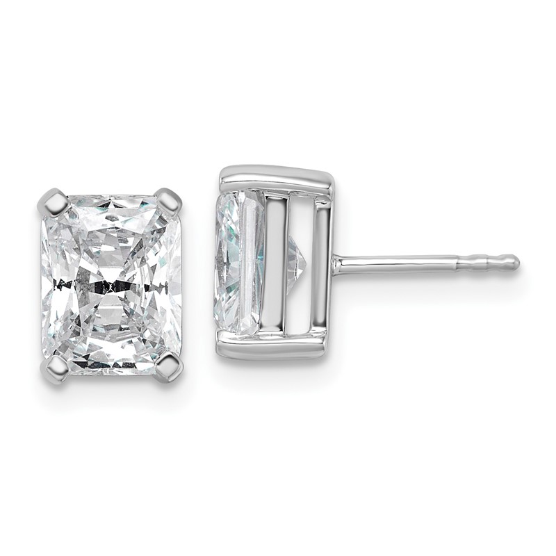 14k White Gold 4 ctw Certified Lab Grown Diamond VS+ F+ Radiant 4 Prong Heavy Wt. Stud Earrings