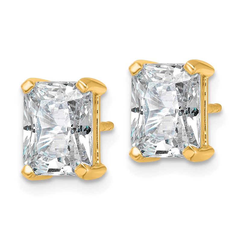 14k Yellow Gold 4 ctw Certified Lab Grown Diamond VS/SI+ G+ Radiant 4 Prong Heavy Wt. Stud Earrings