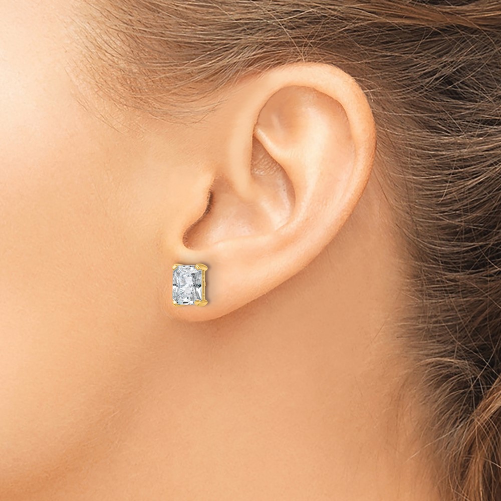 14k 4 carat Lab Grown Diamond VS/SI+ G+ Radiant Complete Four Prong Stud Earrings (EM8796-400-LG)