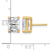 14K Yellow Gold 4 Carat Lab Grown Diamond VS+ F+ Radiant Complete Four Prong Stud Earrings view 5