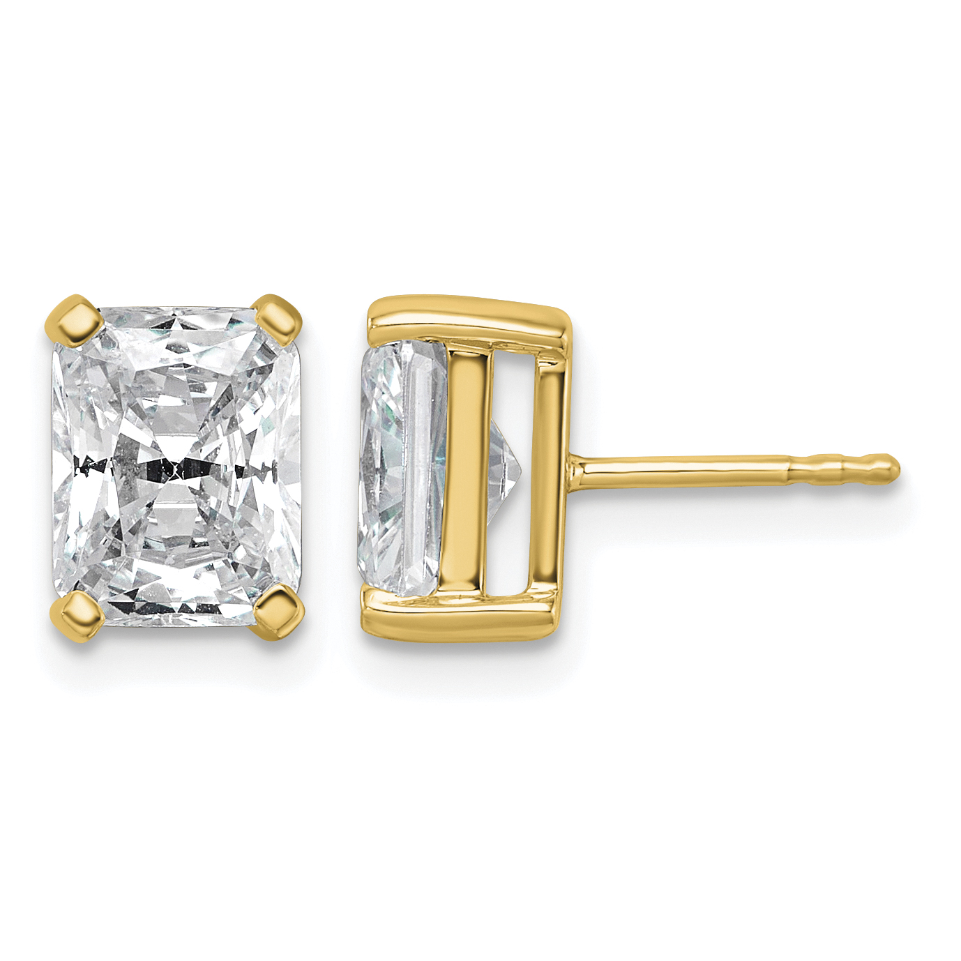 14k 4 carat Lab Grown Diamond VS/SI+ G+ Radiant Complete Four Prong Stud Earrings (EM8796-400-LG)