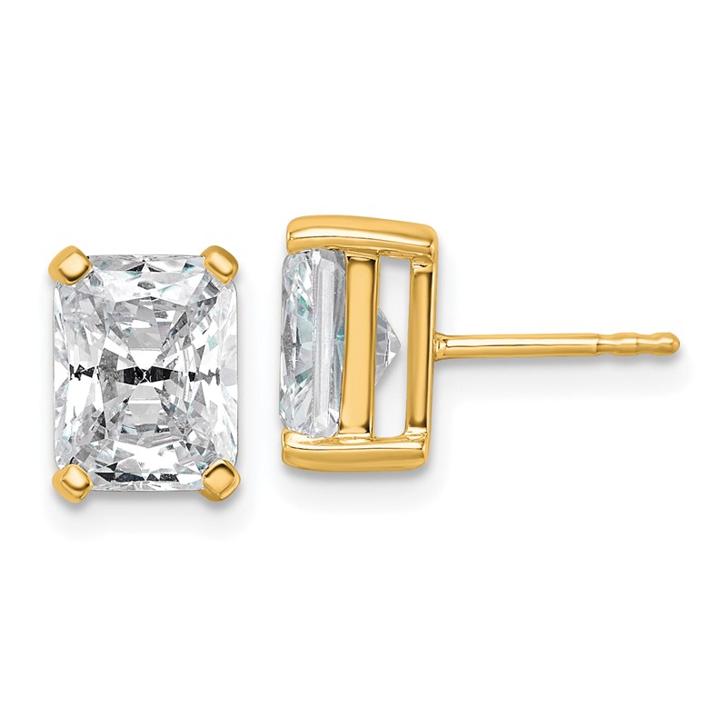 14k Yellow Gold 4 ctw Certified Lab Grown Diamond VS/SI+ G+ Radiant 4 Prong Heavy Wt. Stud Earrings