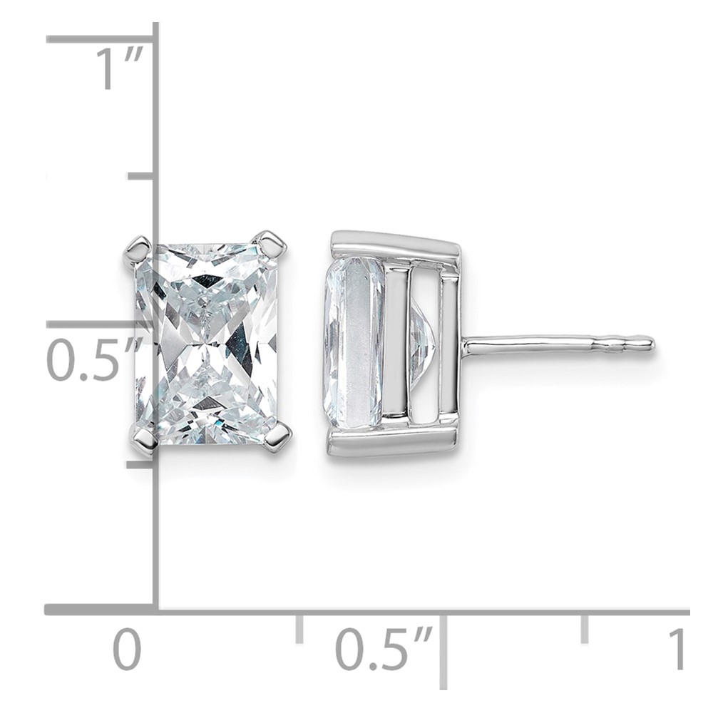 14k White Gold 5 carat Lab Grown Diamond VS/SI+ G+ Radiant Complete Four Prong Stud Earrings (EM8796-500-WLG)