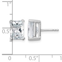 14K White Gold 5 Carat Lab Grown Diamond VS+ F+ Radiant Complete Four Prong Stud Earrings view 4
