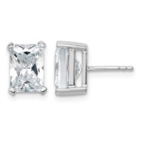 14K White Gold 5 Carat Lab Grown Diamond VS+ F+ Radiant Complete Four Prong Stud Earrings view 1