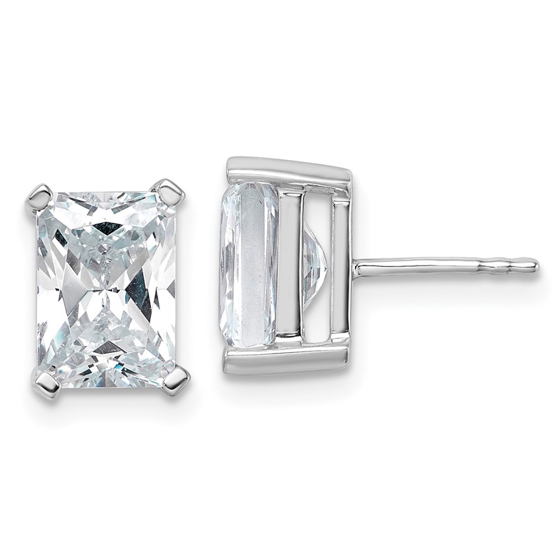 14k White Gold 5 ctw Certified Lab Grown Diamond VS/SI+ G+ Radiant 4 Prong Heavy Wt. Stud Earrings