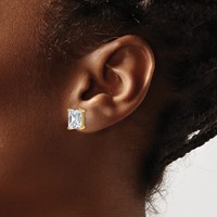 14K Yellow Gold 5 Carat Lab Grown Diamond VS+ F+ Radiant Complete Four Prong Stud Earrings view 3