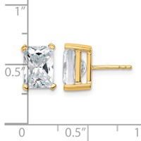 14K Yellow Gold 5 Carat Lab Grown Diamond VS+ F+ Radiant Complete Four Prong Stud Earrings view 4