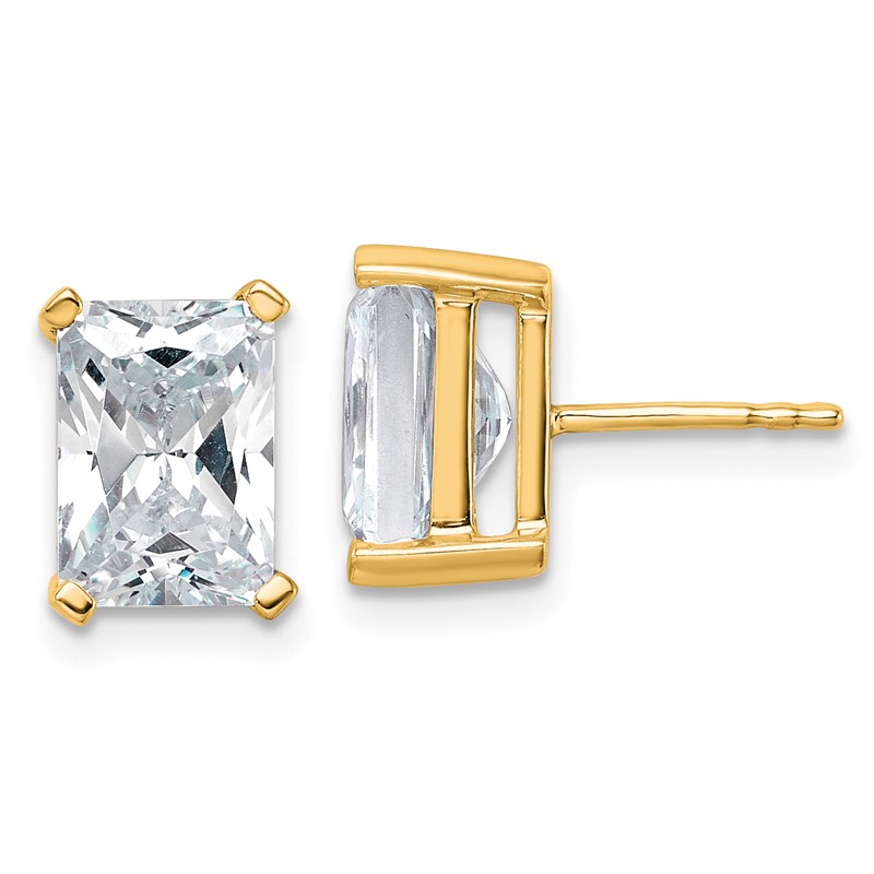 14k Yellow Gold 5 ctw Lab Grown Diamond VS/SI+ G+ Radiant 4 Prong Heavy Wt. Stud Earrings