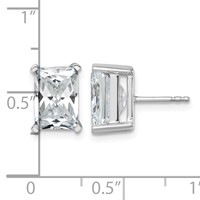 14K White Gold 6 Carat Certified Lab Grown Diamond VS SI+ G+ Radiant Complete Four Prong Stud Earrings view 4