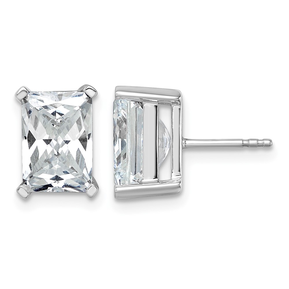 14K White Gold 6 Carat Certified Lab Grown Diamond VS SI+ G+ Radiant Complete Four Prong Stud Earrings