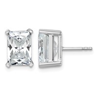 14K White Gold 6 Carat Certified Lab Grown Diamond VS SI+ G+ Radiant Complete Four Prong Stud Earrings view 1