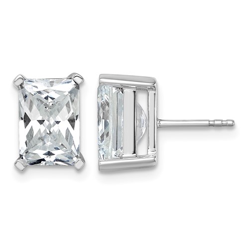 14K White Gold 6 Carat Certified Lab Grown Diamond VS SI+ G+ Radiant Complete Four Prong Stud Earrings