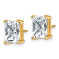 14K Yellow Gold 6 Carat Certified Lab Grown Diamond VS SI+ G+ Radiant Complete Four Prong Stud Earrings view 2