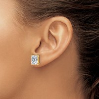 14K Yellow Gold 6 Carat Certified Lab Grown Diamond VS SI+ G+ Radiant Complete Four Prong Stud Earrings view 3