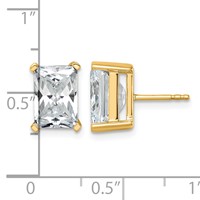 14K Yellow Gold 6 Carat Certified Lab Grown Diamond VS SI+ G+ Radiant Complete Four Prong Stud Earrings view 4
