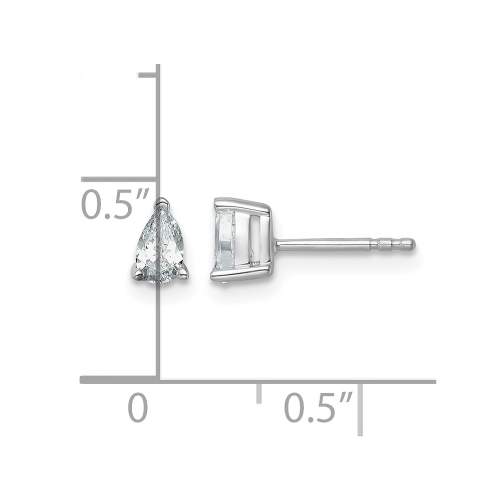 14k White Gold 1/2 carat Lab Grown Diamond VS+ F+ Complete Pear Three Prong Stud Earrings (EM8797-050-WLD)