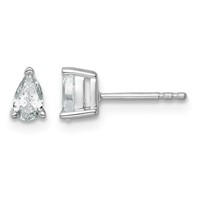 14K White Gold 0.50 Carat Certified Lab Grown Diamond VS+ F+ Complete Pear Three Prong Stud Earrings view 1