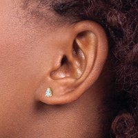14K Yellow Gold 0.50 Carat Lab Grown Diamond VS+ F+ Complete Pear Three Prong Stud Earrings view 3