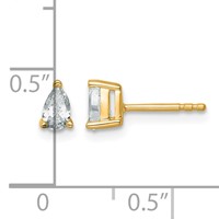 14K Yellow Gold 0.50 Carat Lab Grown Diamond VS+ F+ Complete Pear Three Prong Stud Earrings view 4