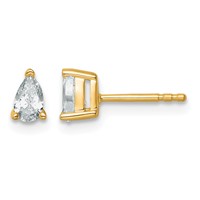 14K Yellow Gold 0.50 Carat Lab Grown Diamond VS+ F+ Complete Pear Three Prong Stud Earrings view 1