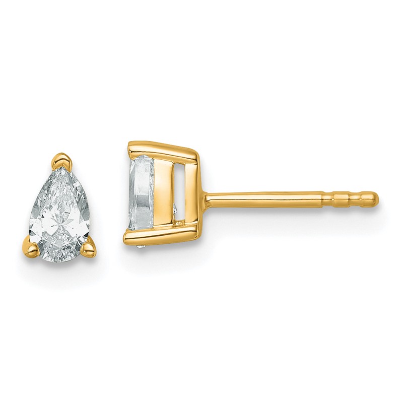14k 1/2 carat Lab Grown Diamond VS+ F+ Complete Pear Three Prong Stud Earrings