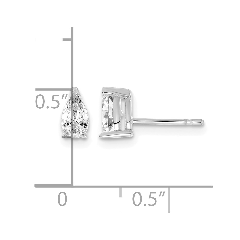 14k White Gold 2/3 ctw Lab Grown Diamond VS+ F+ Pear 4 Prong Heavy Wt. Stud Earrings (EM8797-066-WLD)
