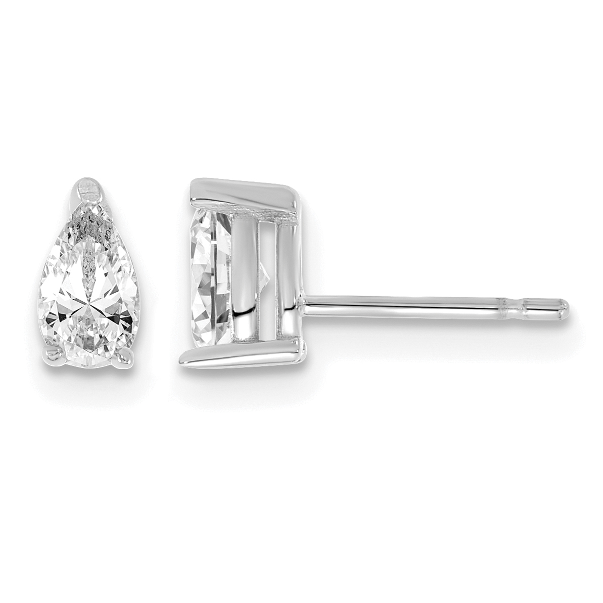 14k White Gold 2/3 ctw Lab Grown Diamond VS+ F+ Pear 4 Prong Heavy Wt. Stud Earrings (EM8797-066-WLD)