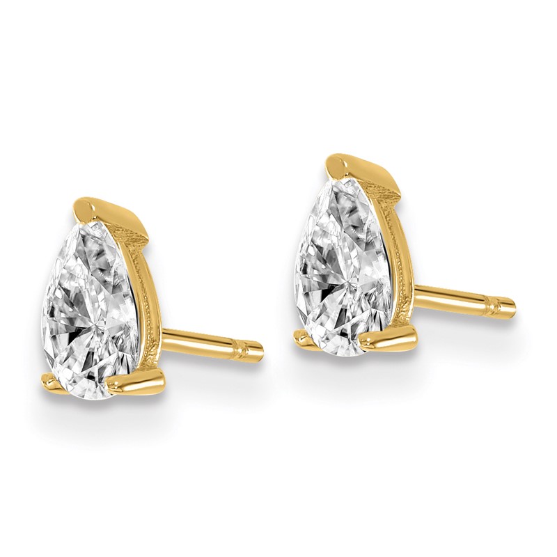 14k Yellow Gold 2/3 ctw Lab Grown Diamond VS/SI+ G+ Pear 4 Prong Heavy Wt. Stud Earrings
