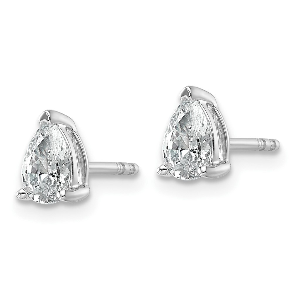 14k White Gold 3/4 carat Lab Grown Diamond VS+ F+ Complete Pear Three Prong Stud Earrings (EM8797-080-WLD)