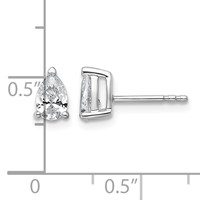 14K White Gold 0.75 Carat Lab Grown Diamond VS+ F+ Complete Pear Three Prong Stud Earrings view 5