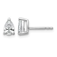 14K White Gold 0.75 Carat Lab Grown Diamond VS+ F+ Complete Pear Three Prong Stud Earrings view 1