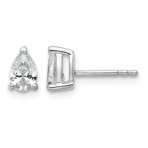 14K White Gold .75 Ct Pear 3 Prong Earring Mountings