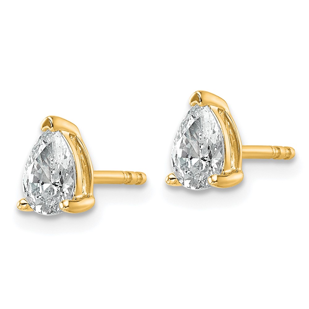 14k 3/4 carat Lab Grown Diamond VS+ F+ Complete Pear Three Prong Stud Earrings (EM8797-080-LD)