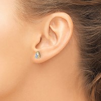 14K Yellow Gold 0.75 Carat Lab Grown Diamond VS SI+ G+ Complete Pear Three Prong Stud Earrings view 3