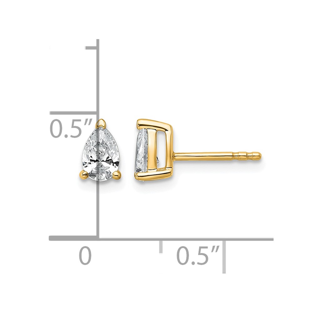 14k 3/4 carat Lab Grown Diamond VS+ F+ Complete Pear Three Prong Stud Earrings (EM8797-080-LD)