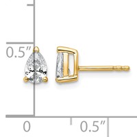 14K Yellow Gold 0.75 Carat Lab Grown Diamond VS SI+ G+ Complete Pear Three Prong Stud Earrings view 4