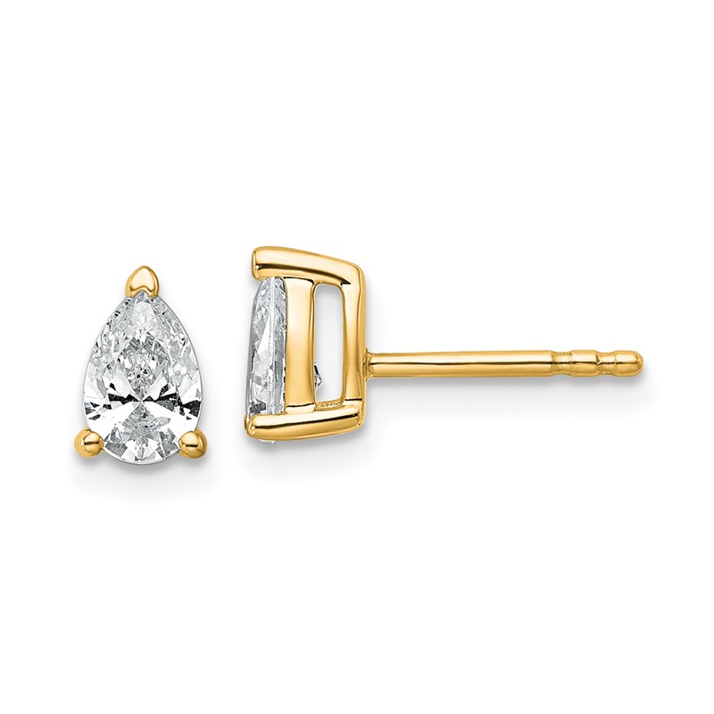 14k 3/4 carat Lab Grown Diamond VS/SI+ G+ Complete Pear Three Prong Stud Earrings