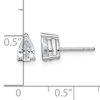 14K White Gold 1 Carat Lab Grown Diamond VS+ F+ Complete Pear Three Prong Stud Earrings view 4