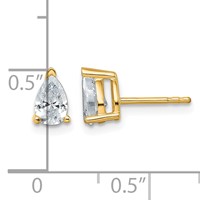 14K Yellow Gold 1 Carat Lab Grown Diamond VS SI+ G+ Complete Pear Three Prong Stud Earrings view 4