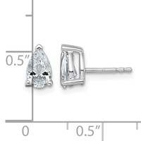 14K White Gold 1.50 Carat Certified Lab Grown Diamond VS SI+ G+ Complete Pear Three Prong Stud Earrings view 4