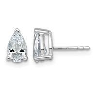 14K White Gold 1.50 Carat Certified Lab Grown Diamond VS SI+ G+ Complete Pear Three Prong Stud Earrings view 1