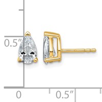 14K Yellow Gold 1.50 Carat Lab Grown Diamond VS+ F+ Complete Pear Three Prong Stud Earrings view 4