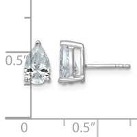 14K White Gold 2 Carat Lab Grown Diamond VS SI+ G+ Complete Pear Three Prong Stud Earrings view 4