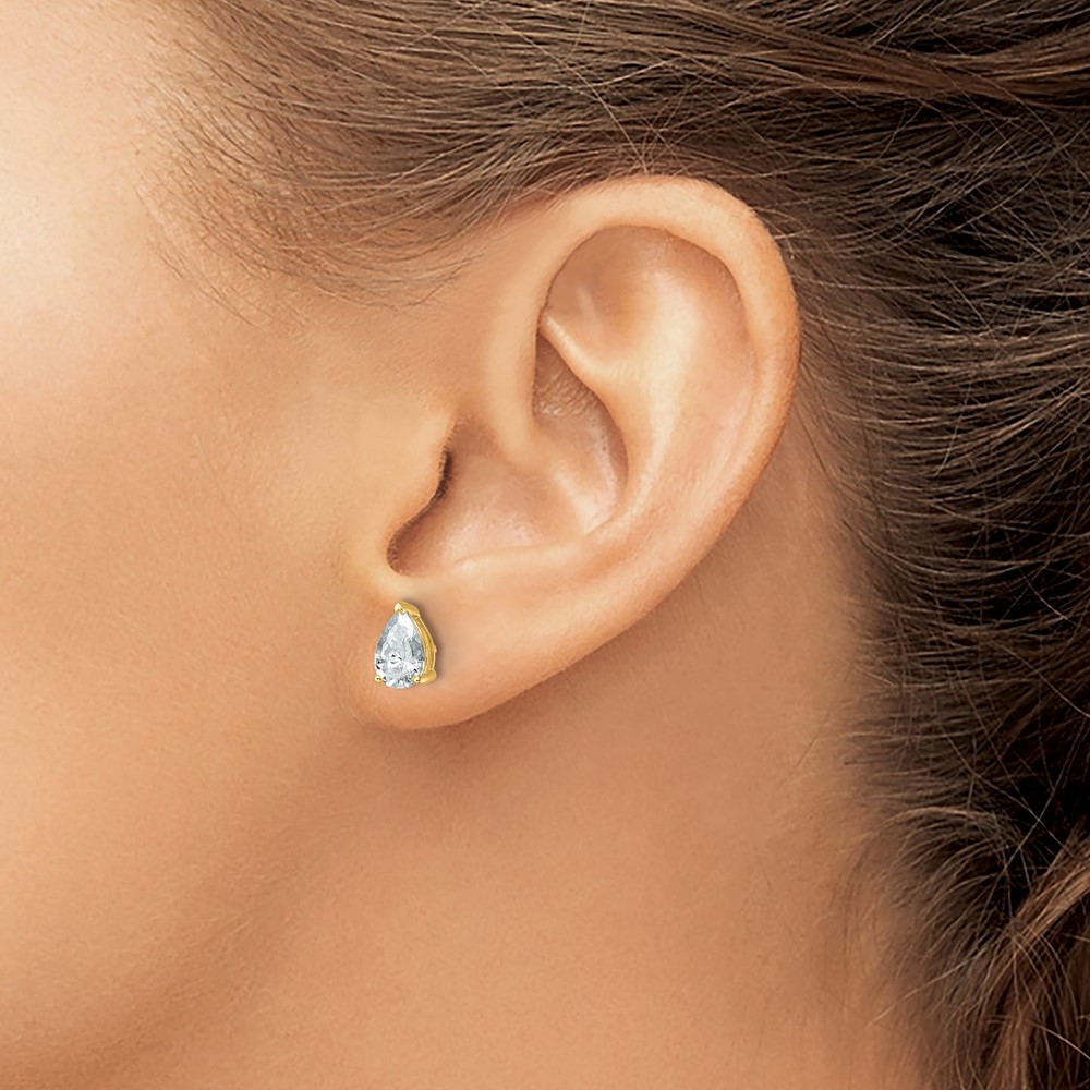 14k 2 carat Lab Grown Diamond VS/SI+ G+ Complete Pear Three Prong Stud Earrings (EM8797-200-LG)