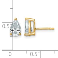 14K Yellow Gold 2 Carat Lab Grown Diamond VS SI+ G+ Complete Pear Three Prong Stud Earrings view 4
