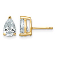 14K Yellow Gold 2 Carat Lab Grown Diamond VS SI+ G+ Complete Pear Three Prong Stud Earrings view 1
